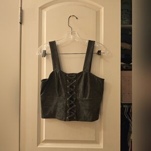 Bebe Lace Up Crop Top Sz M Green